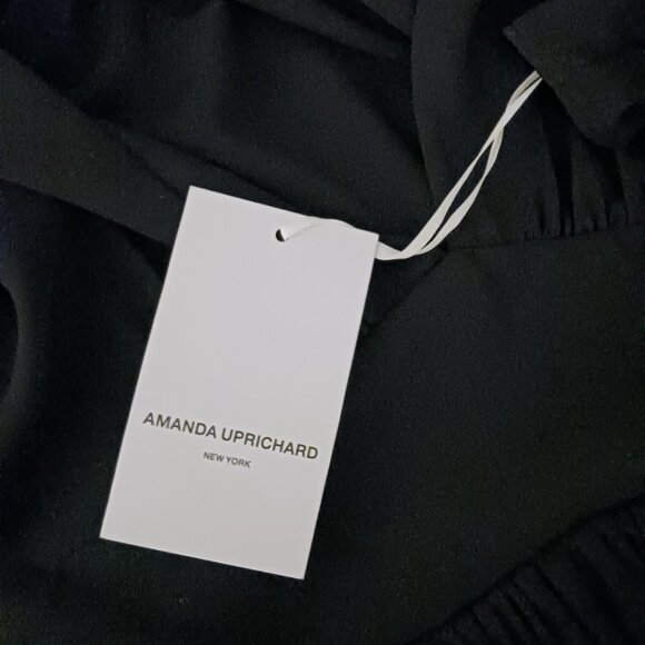 NEW Amanda Uprichard Analeigh Shirred Long Sleeve Faux-Wrap Mini‎ Dress Black S - Picture 11 of 16